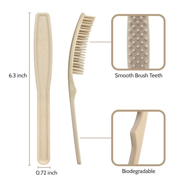 CHANYI 12 Bamboo Hair Combs - 100% Compostable Plant-Based Bamboo-Fiber Composite, Durable, Anti-Static & Heat Resistant, For All Hair Types, Plastic & BPA Free - 12 Individually Packaged Combs