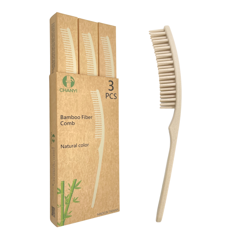 CHANYI eco bamboo fiber hair comb anti-static smooth green plastic-free natural bpa-free eco-friendly compostable sustainable recyclable travel hotel combs health 3pack 