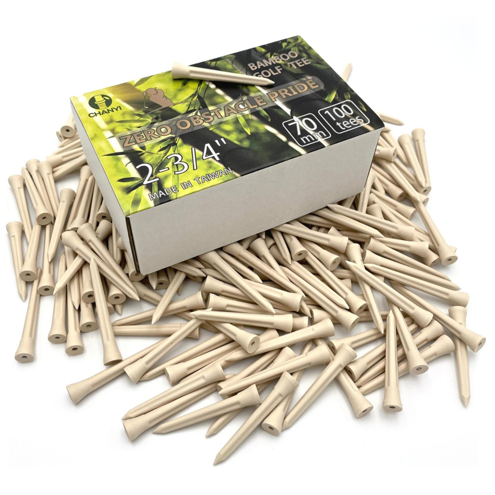 100 PLANT BASED - CHANYI bamboo golf tees consist of a 100 plant-based composite made of dry-processed bamboo fibers durable than raw bamboo never splinters fastest growing plant ideal for sustainable regrowth