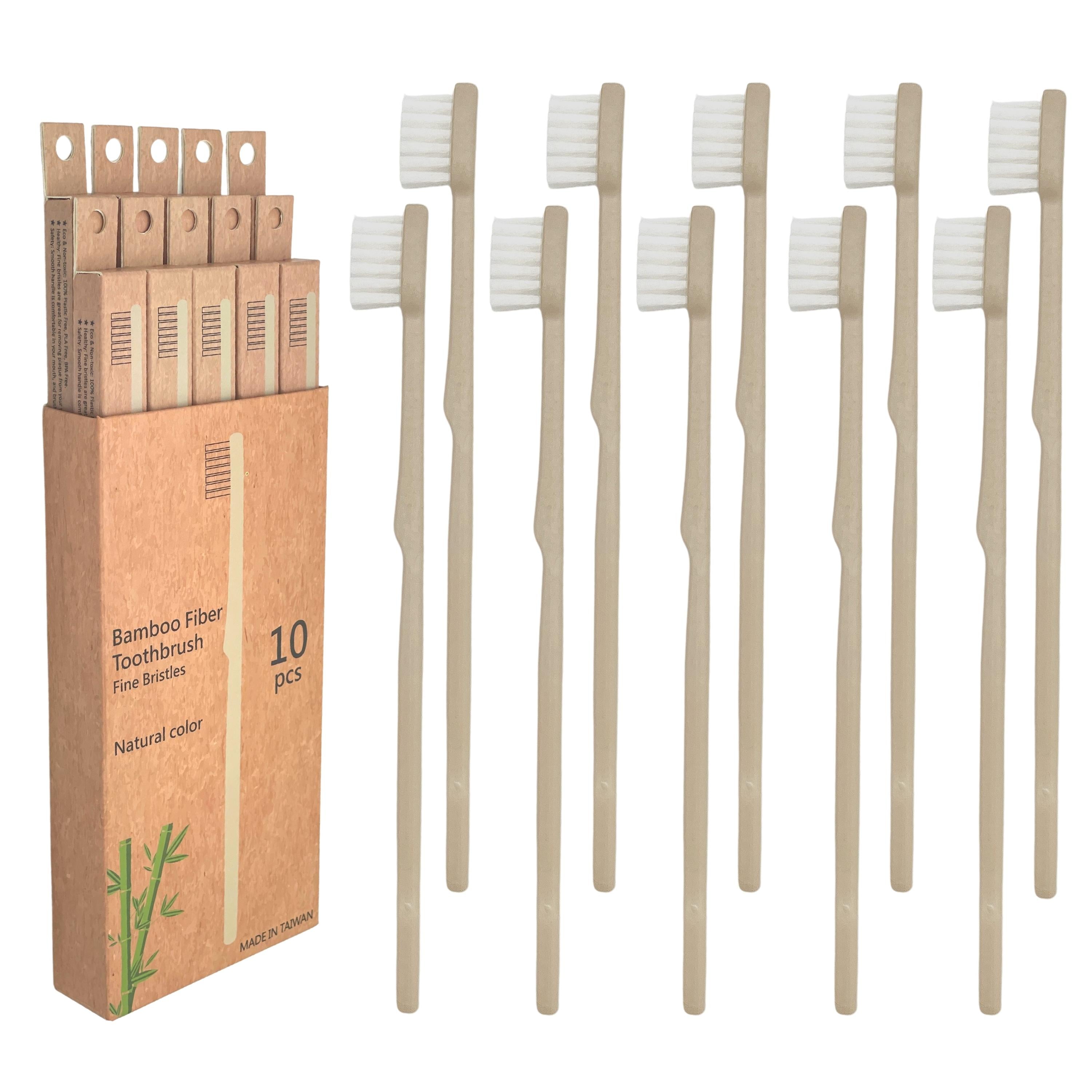 CHANYI Bamboo Toothbrushes - Medium - 100% Plant-Based Bamboo-Fiber Composite, Durable & Splinter Free, Fine BPA Free Bristles, 10 Individually Packaged Brushes - Adult