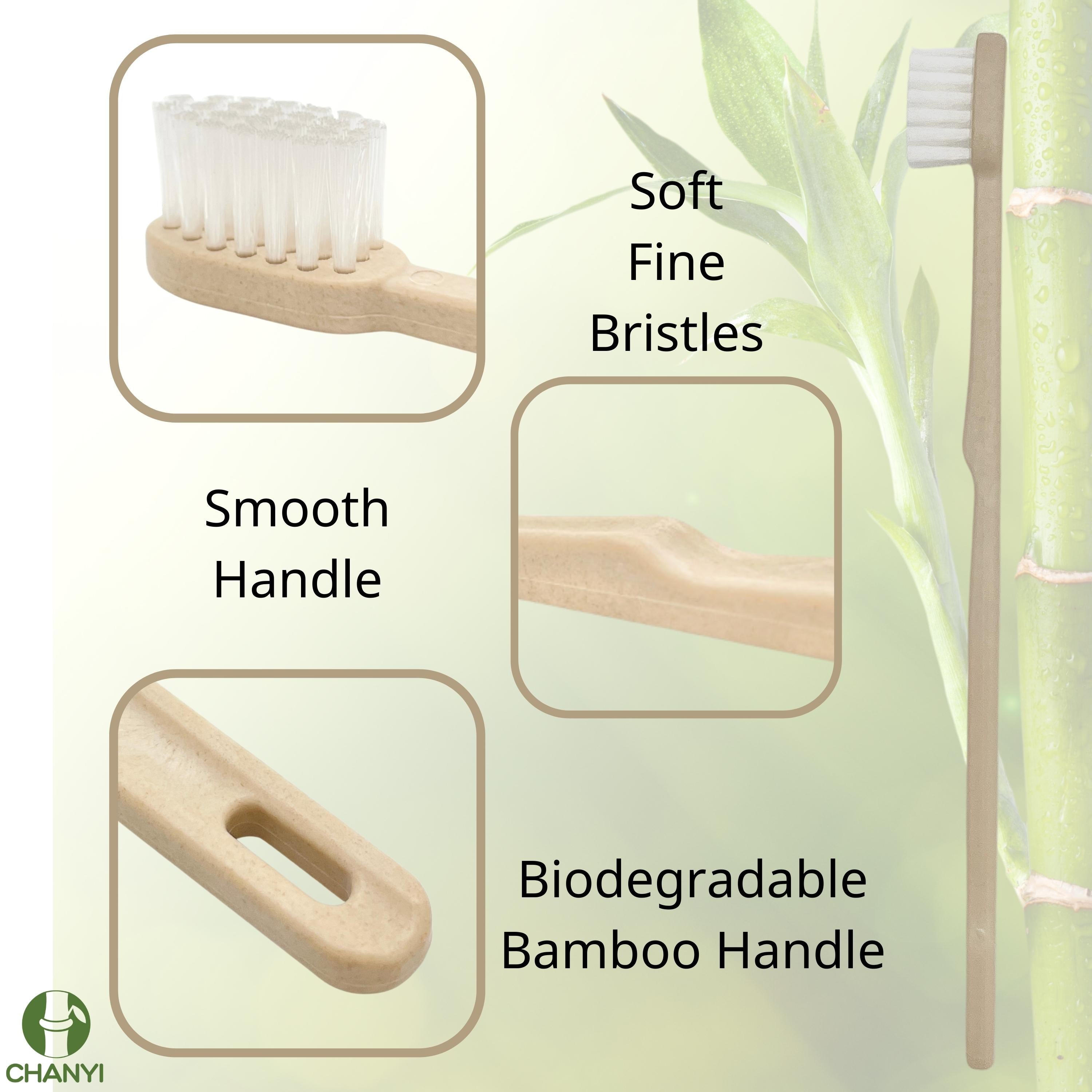 bpa-free soft bristles natural bamboo toothbrush green teeth brushes recyclable manual travel hotel kit adults eco-friendly toothbrushes 10 pcs- CHANYI eco